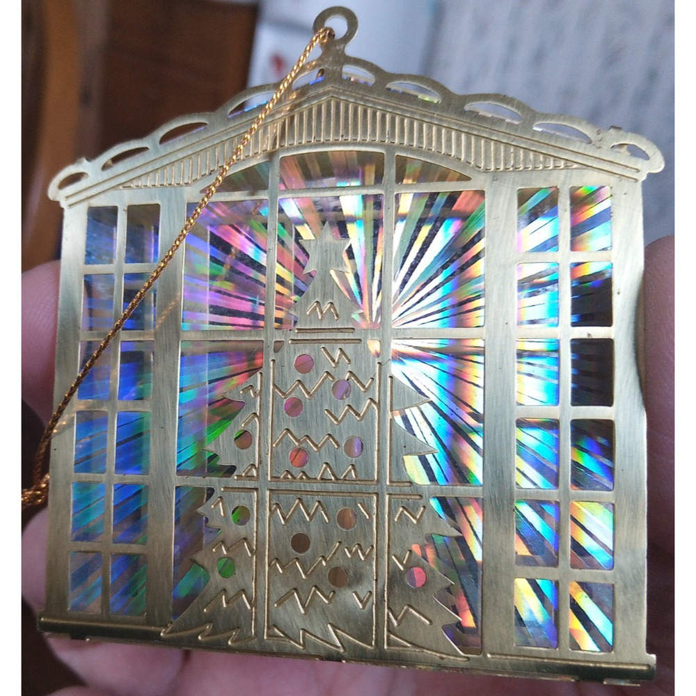 Brass Christmas Tree In Window 3D Ornament